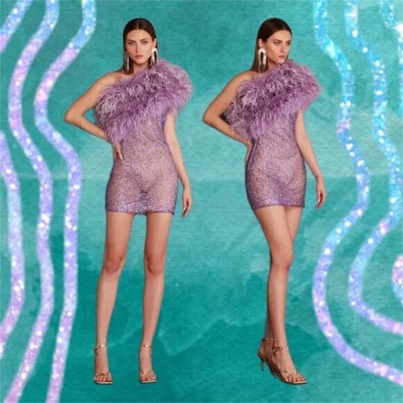 bronx and banco lulu mini dress in lilac L US8 - Picture 6 of 12